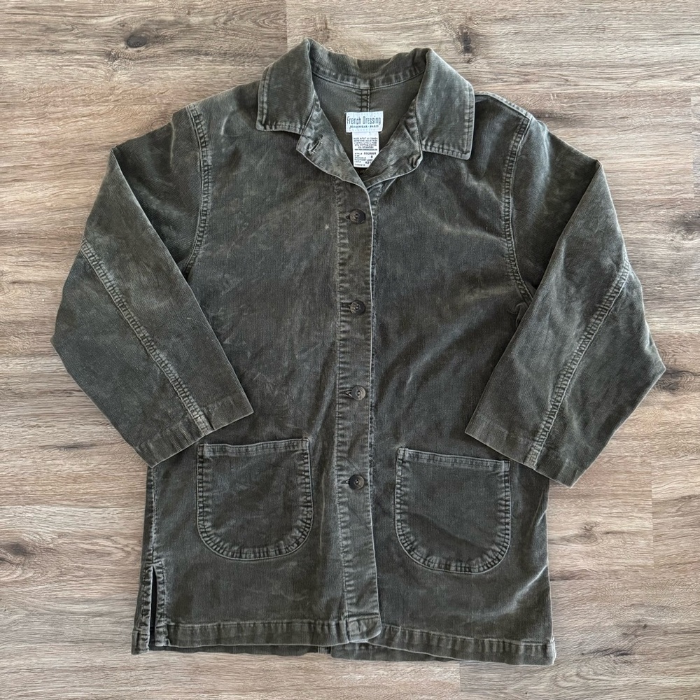 FDJ French Dressing Jeanswear Vintage Olive Green Corduroy Shacket and Pant Set - Picture 2 of 11